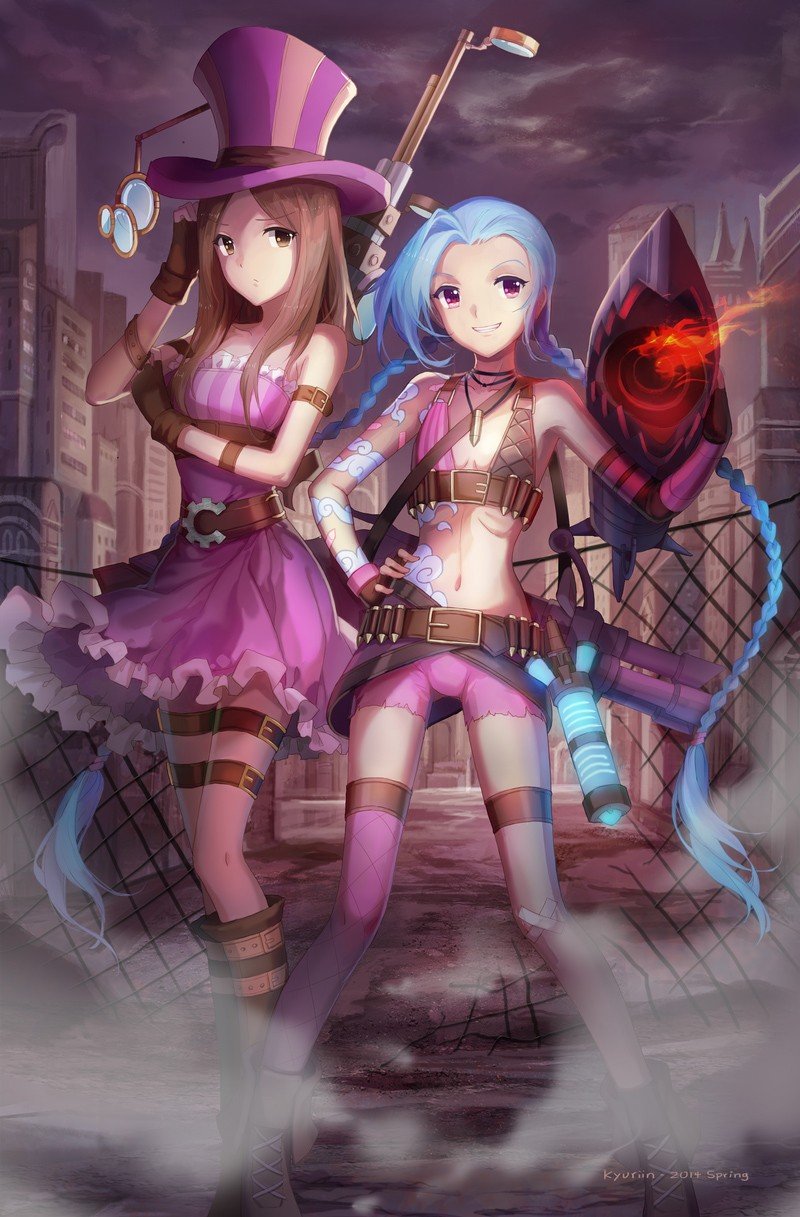 Caitlyn & Jinx by Kyuriin HD Wallpaper Background Fan Art Artwork League of Legends lol