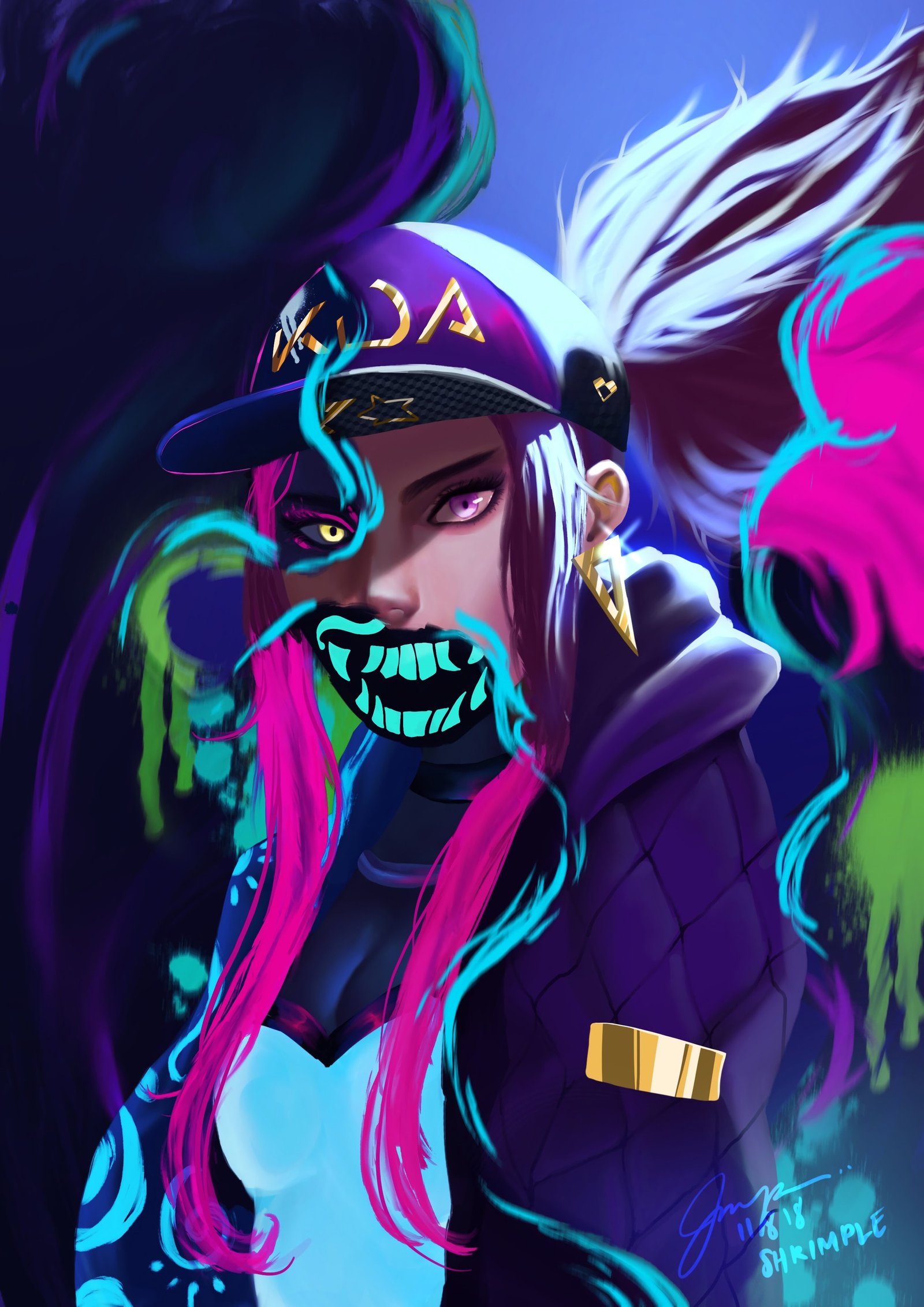 K/DA Akali by Irish Pealane HD Wallpaper Background Fan Art Artwork League of Legends lol