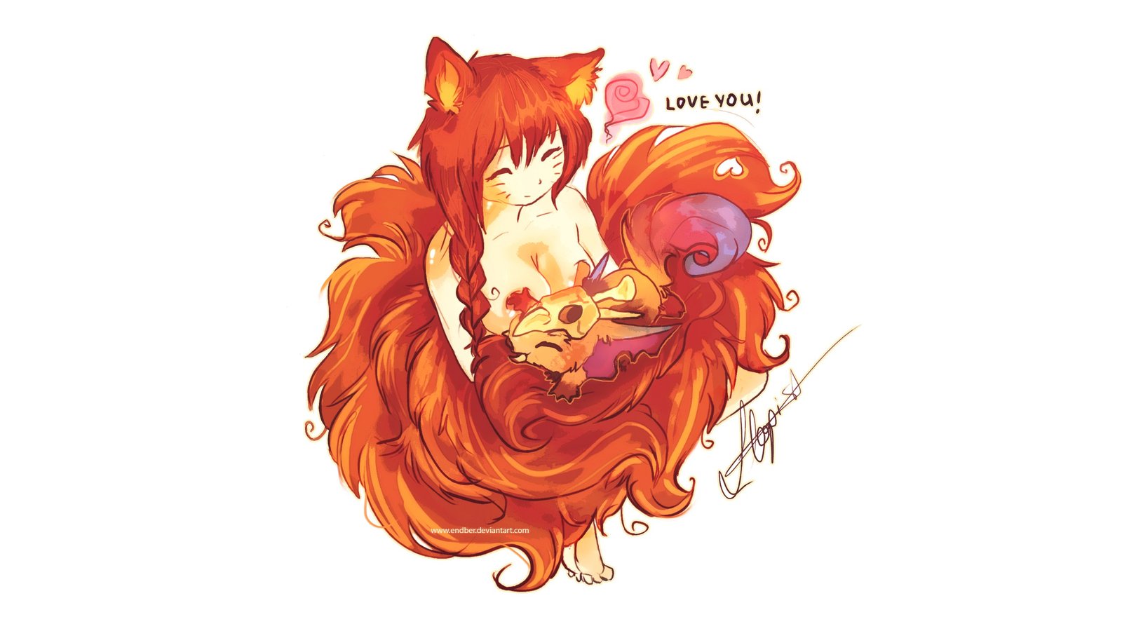 Gnar & Ahri by Endber HD Wallpaper Fan Art Artwork League of Legends lol
