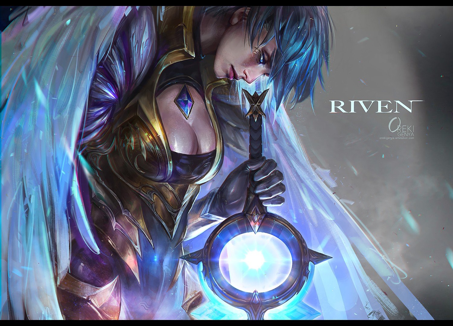 Dawnbringer Riven by OrekiGenya HD Wallpaper Background Fan Art Artwork League of Legends lol