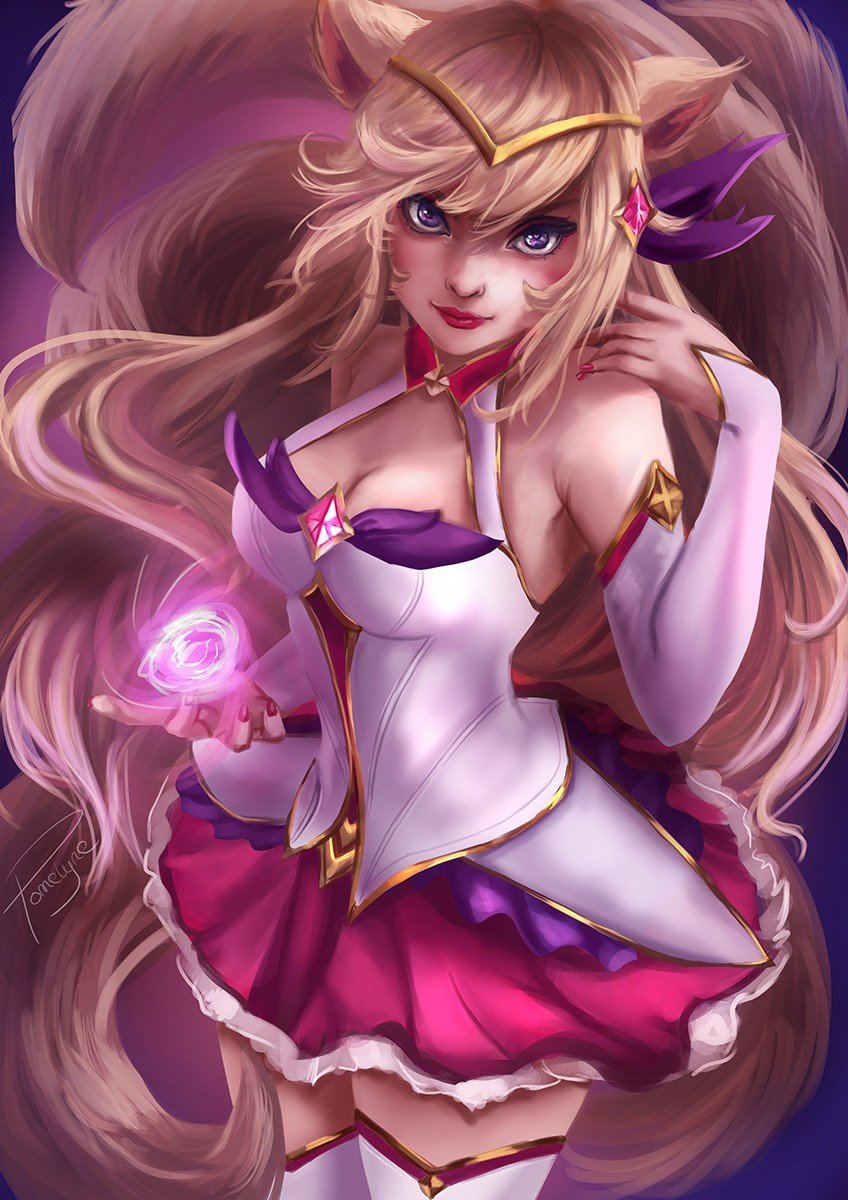 Star Guardian Ahri by Pomelyne HD Wallpaper Background Fan Art Artwork League of Legends lol