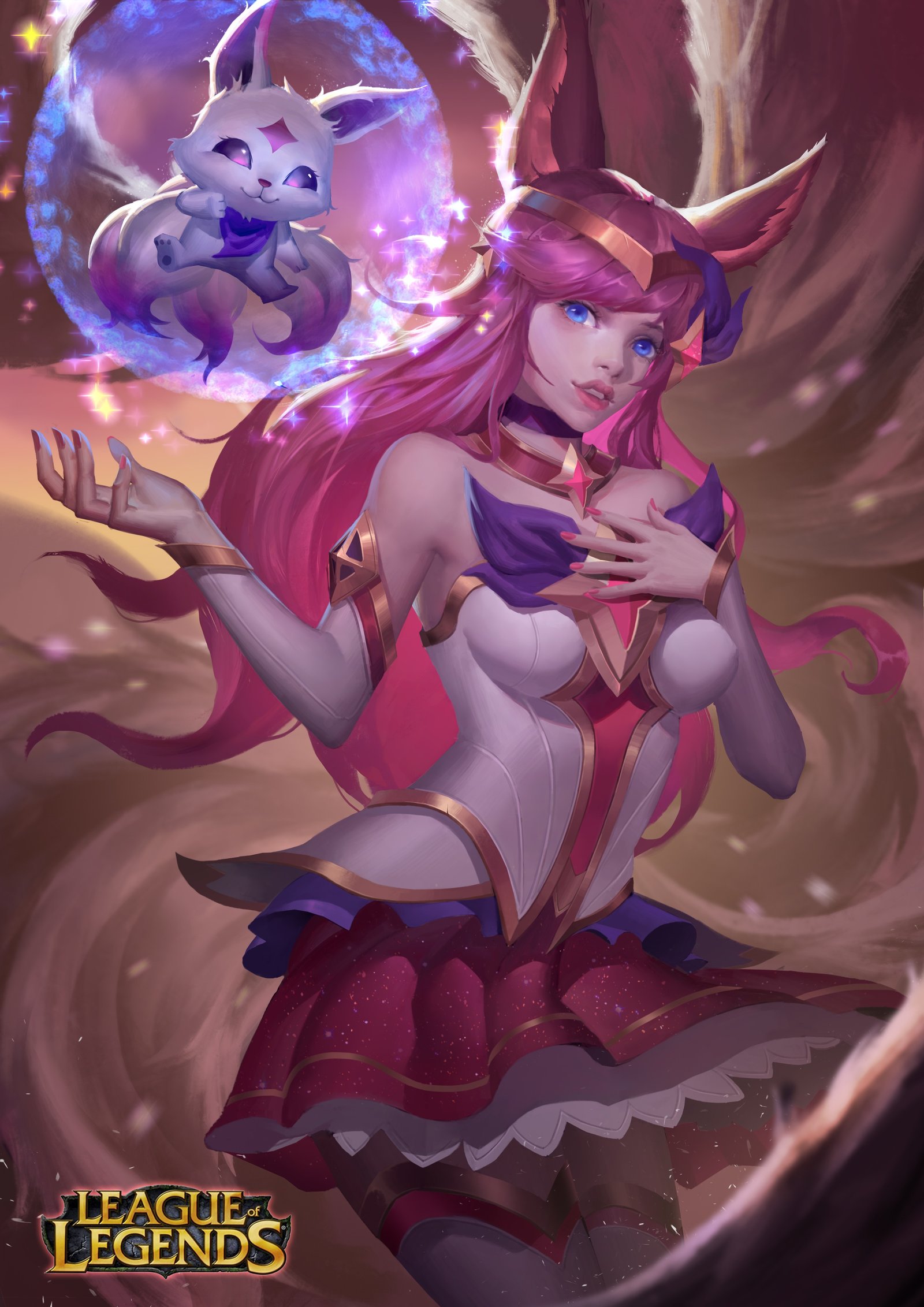 Star Guardian Ahri by 糖醋莲白_qq HD Wallpaper Background Fan Art Artwork League of Legends lol