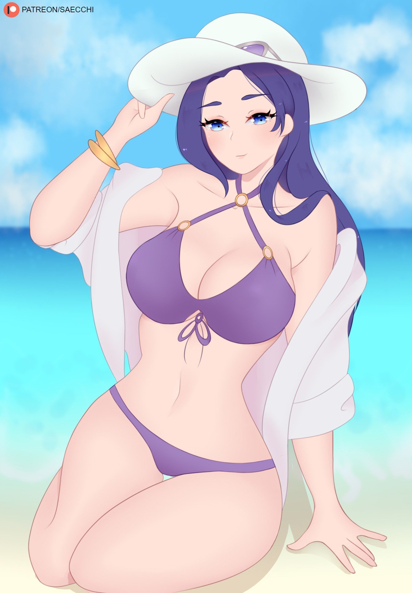 Pool Party Caitlyn by Saecchi HD Wallpaper Background Fan Art Artwork League of Legends lol