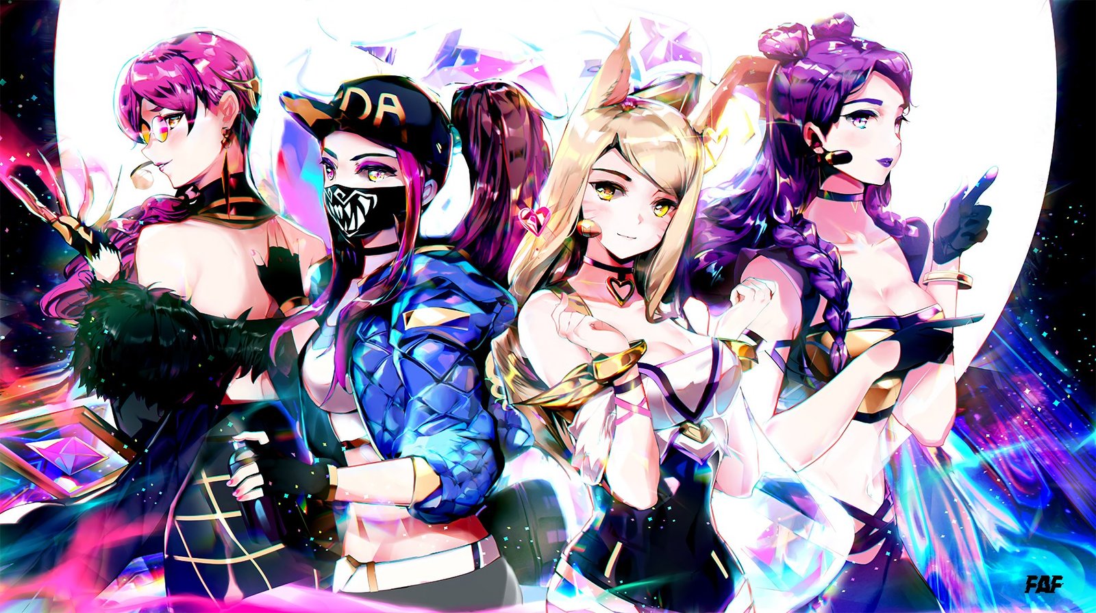 K/DA Akali, Ahri, Evelynn & Kai'Sa by Heco Heio HD Wallpaper Background Fan Art Artwork League of Legends lol