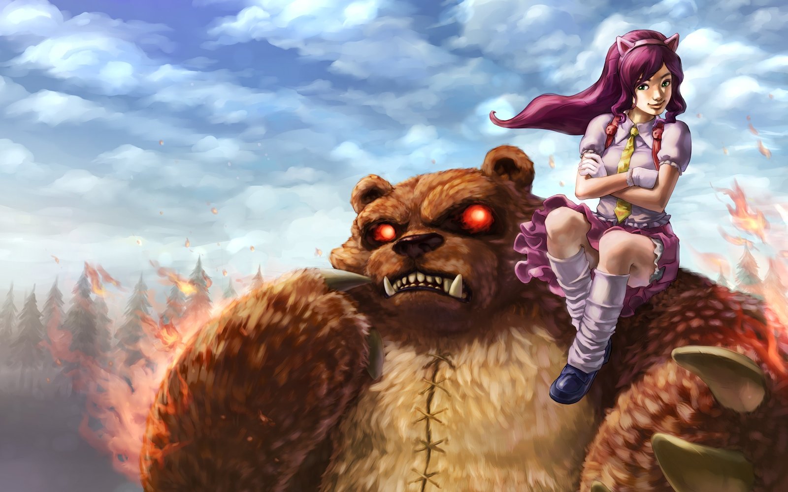 Annie Rides On Tibbers by stupjam League of Legends Artwork Wallpaper lol F...