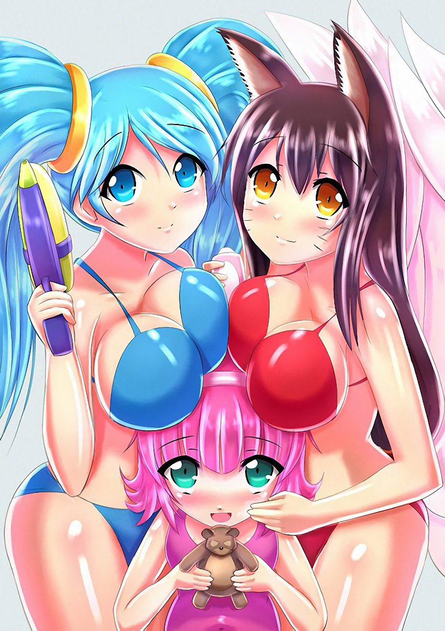 Pool Party Ahri, Sona & Annie by Xano501 League of Legends Fan Art Artwork Wallpaper lol