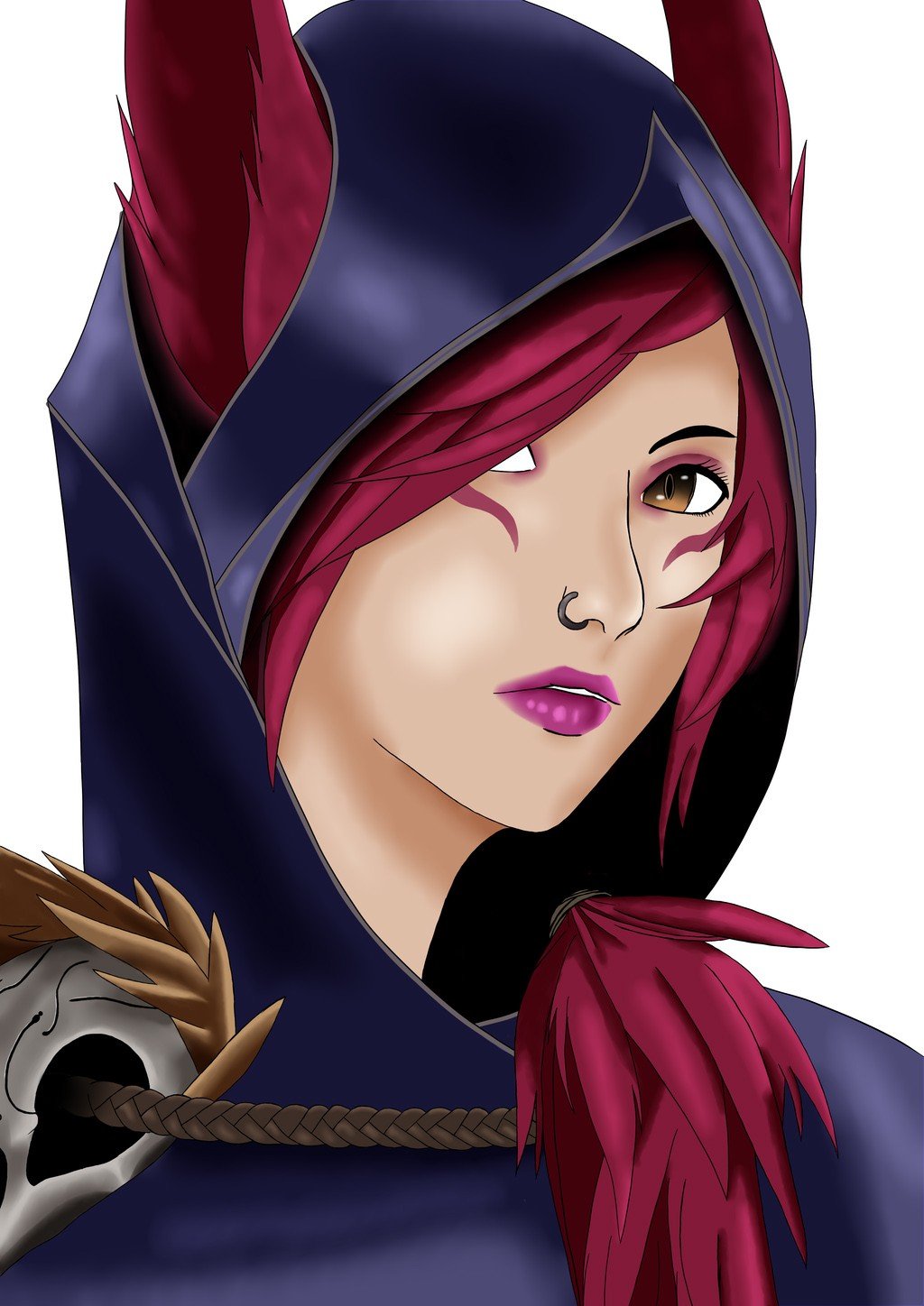 Xayah Portrait by Wolferain HD Wallpaper Fan Art Artwork League of Legends lol