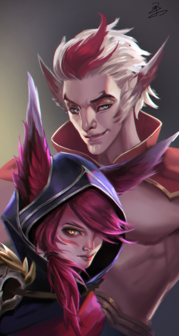 Xayah & Rakan by 水果max_wb HD Wallpaper Fan Art Artwork League of Legends lol