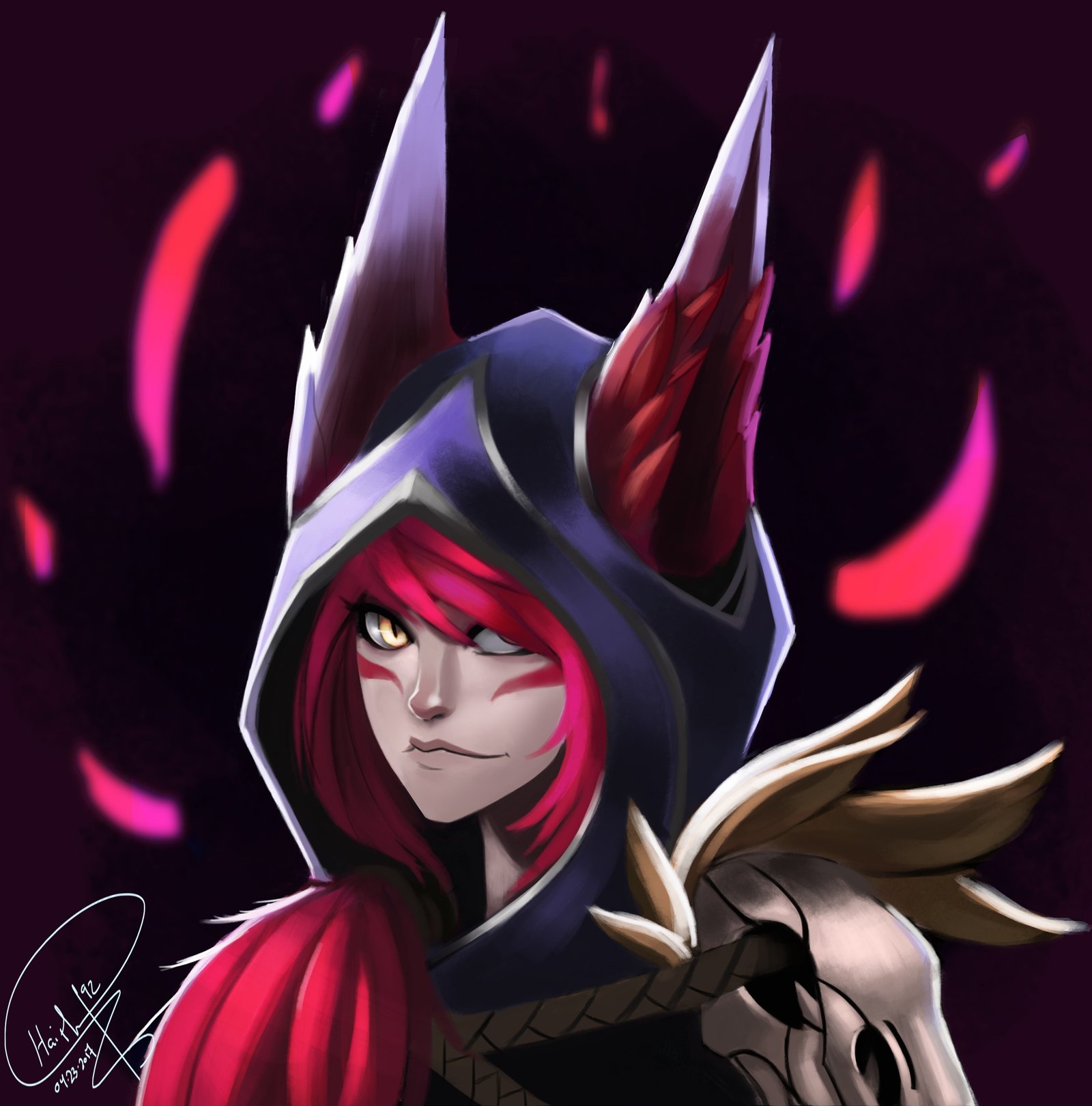 Xayah Portrait by Zinogre92 HD Wallpaper Fan Art Artwork League of Legends lol