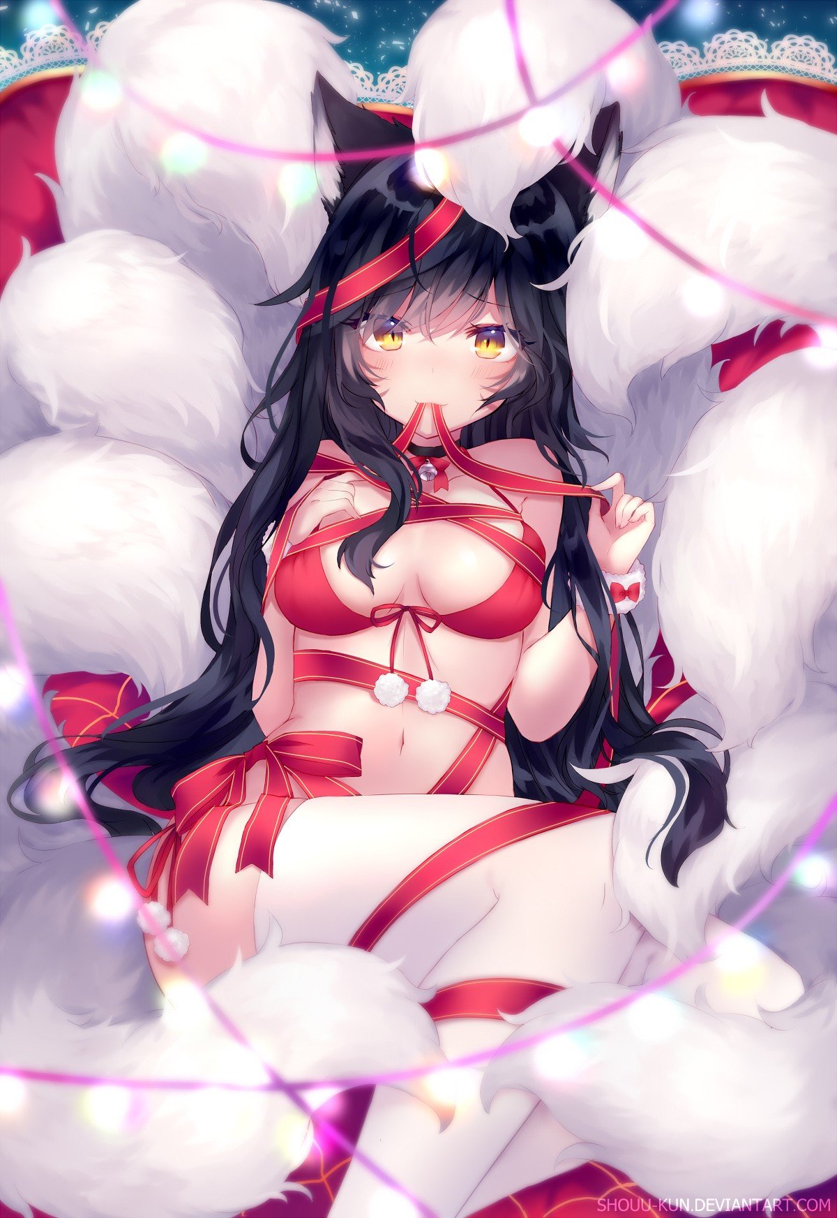 Christmas Ahri by shouu-kun HD Wallpaper Background Fan Art Artwork League of Legends lol