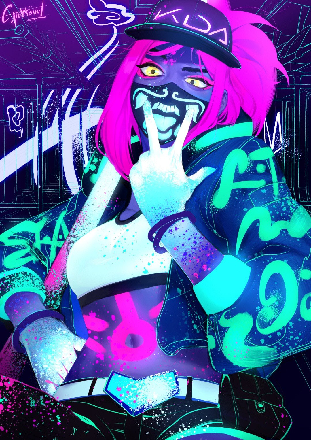 K/DA Akali by SPARROWL HD Wallpaper Background Fan Art Artwork League of Legends lol