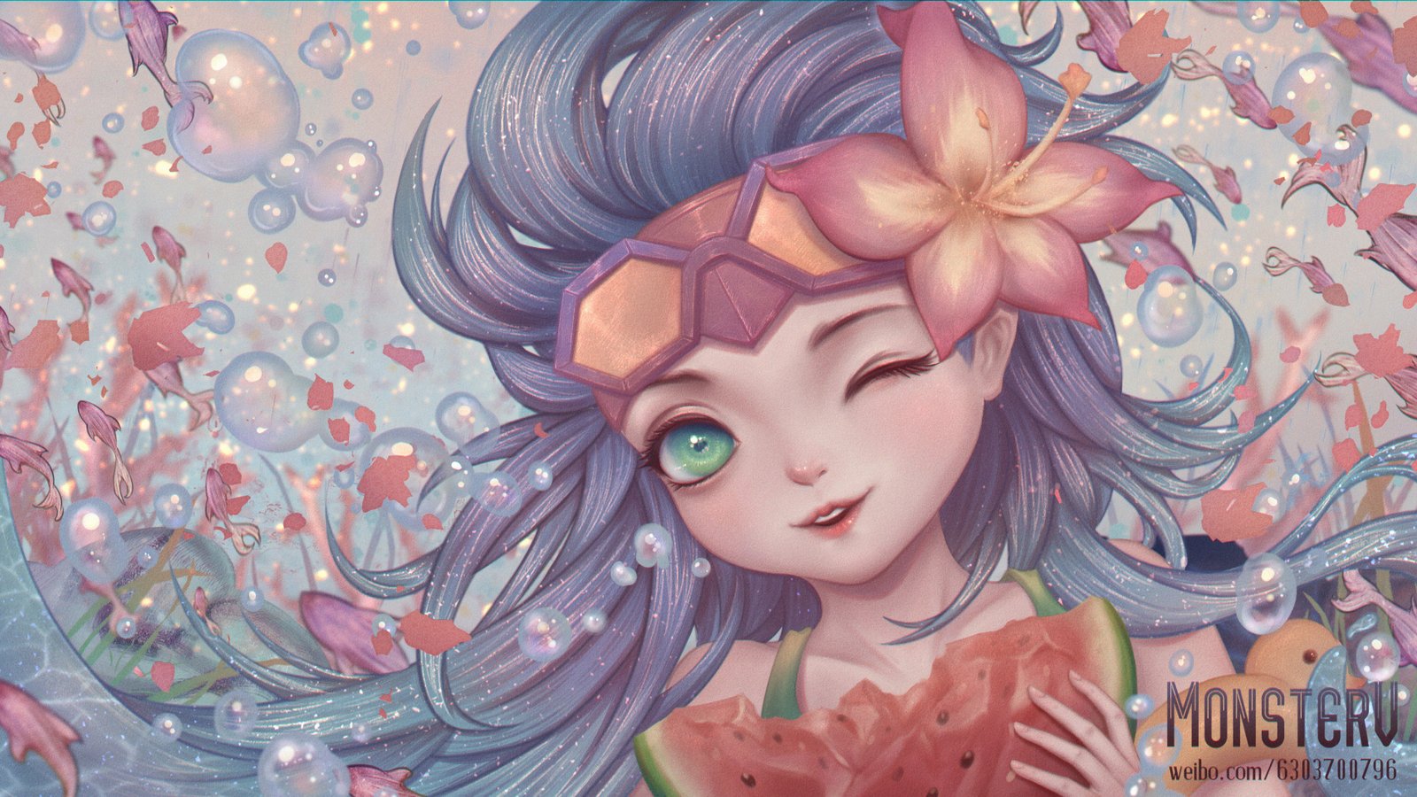 Pool Party Zoe by MonsterV HD 4k Wallpaper Background Fan Art Artwork League of Legends lol