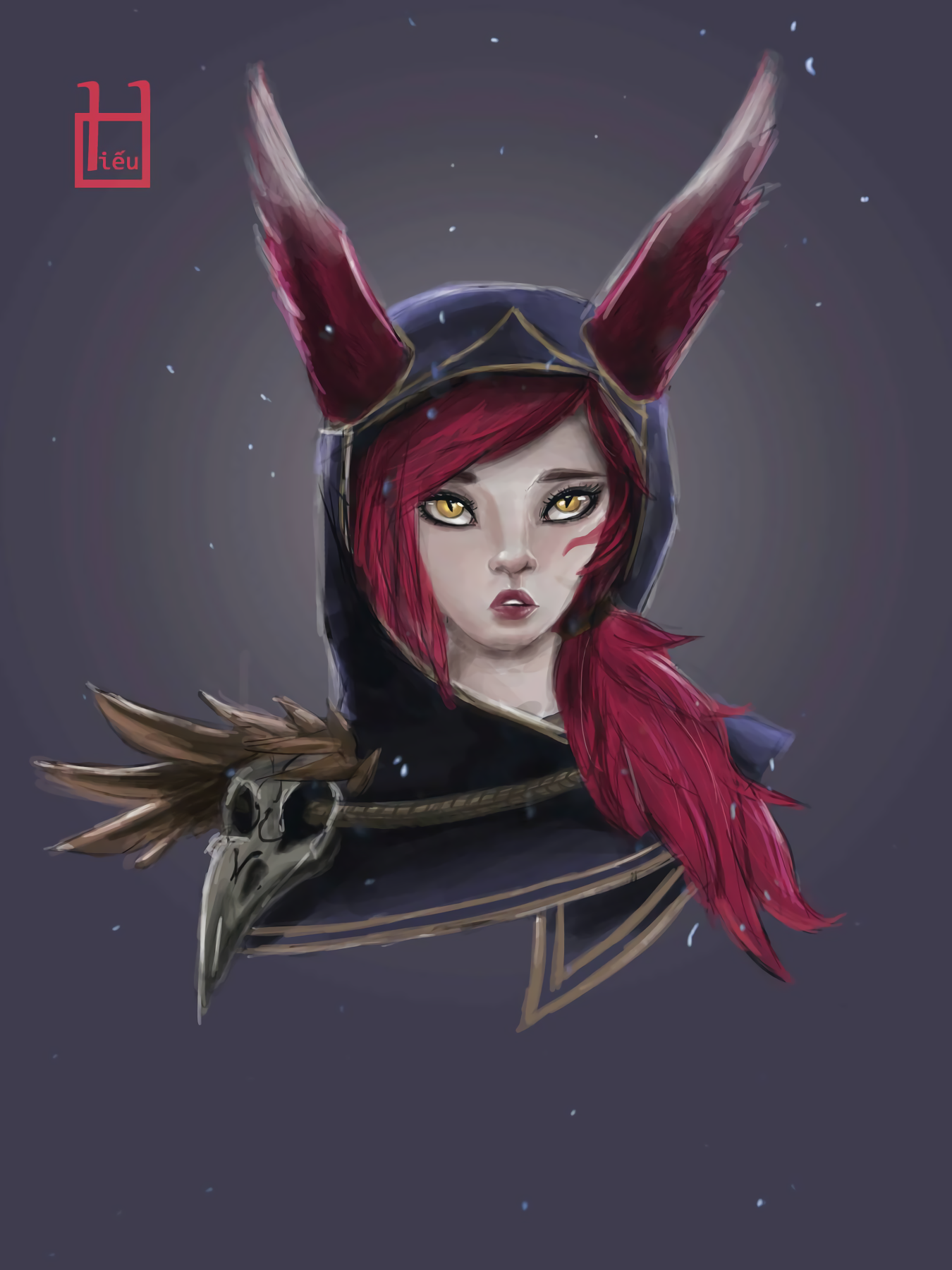 Xayah Portrait by minhhiu HD Wallpaper Fan Art Artwork League of Legends lol