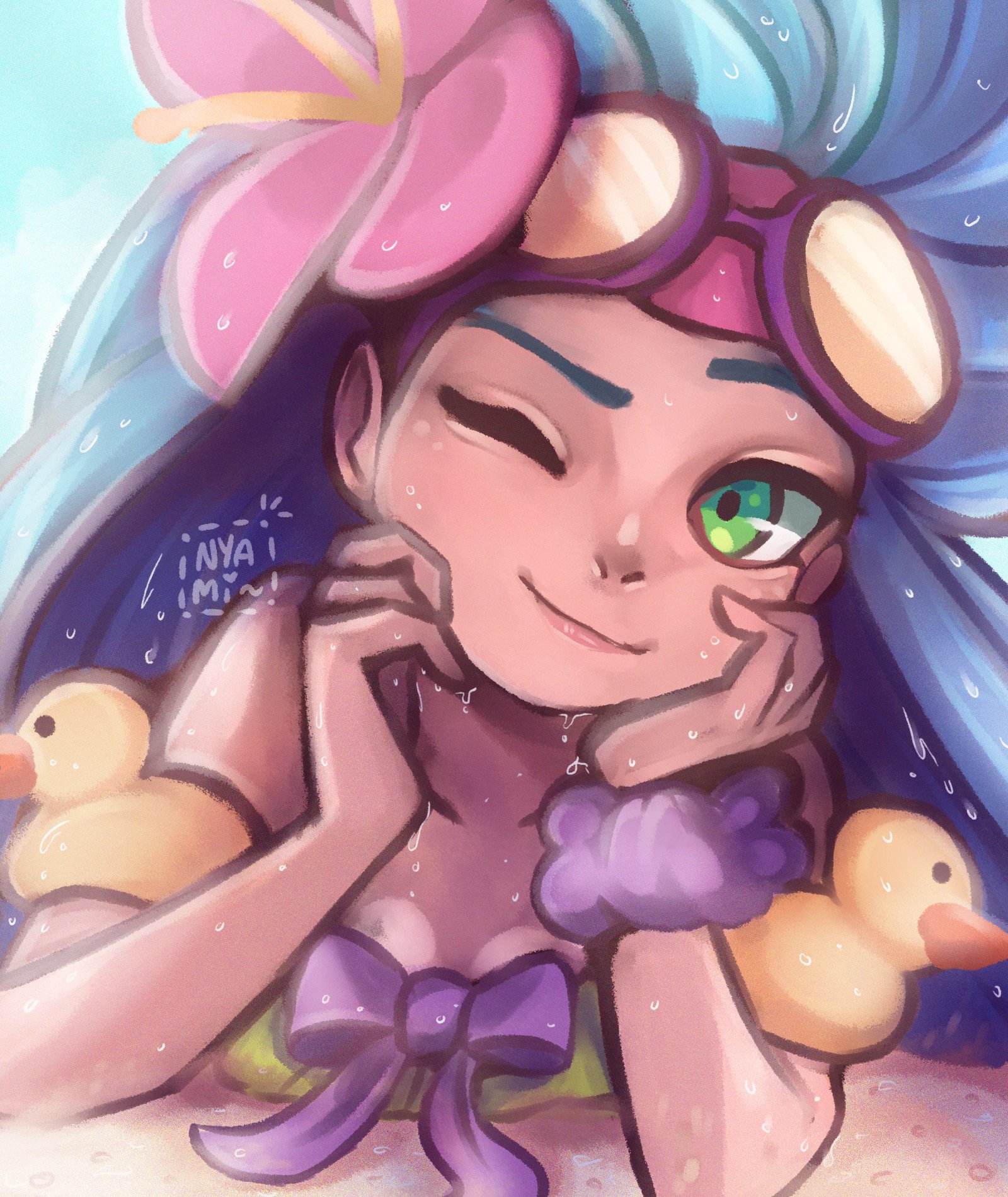 Pool Party Zoe by Nyami HD Wallpaper Background Fan Art Artwork League of Legends lol