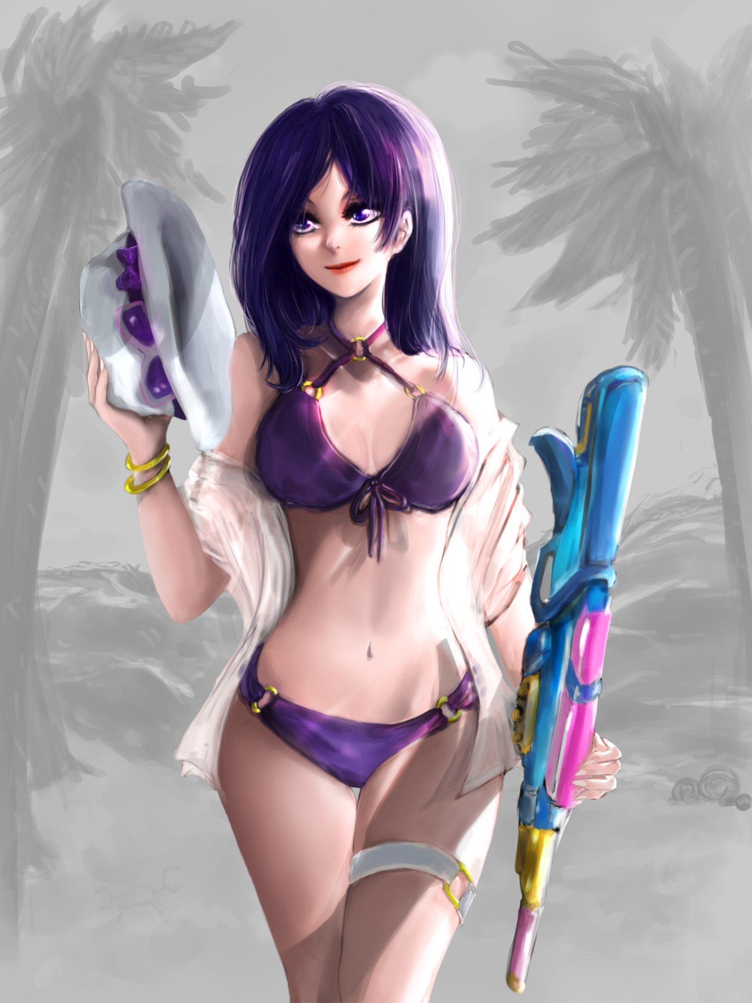 Pool Party Caitlyn by CrimsonChoh HD Wallpaper Background Fan Art Artwork League of Legends lol