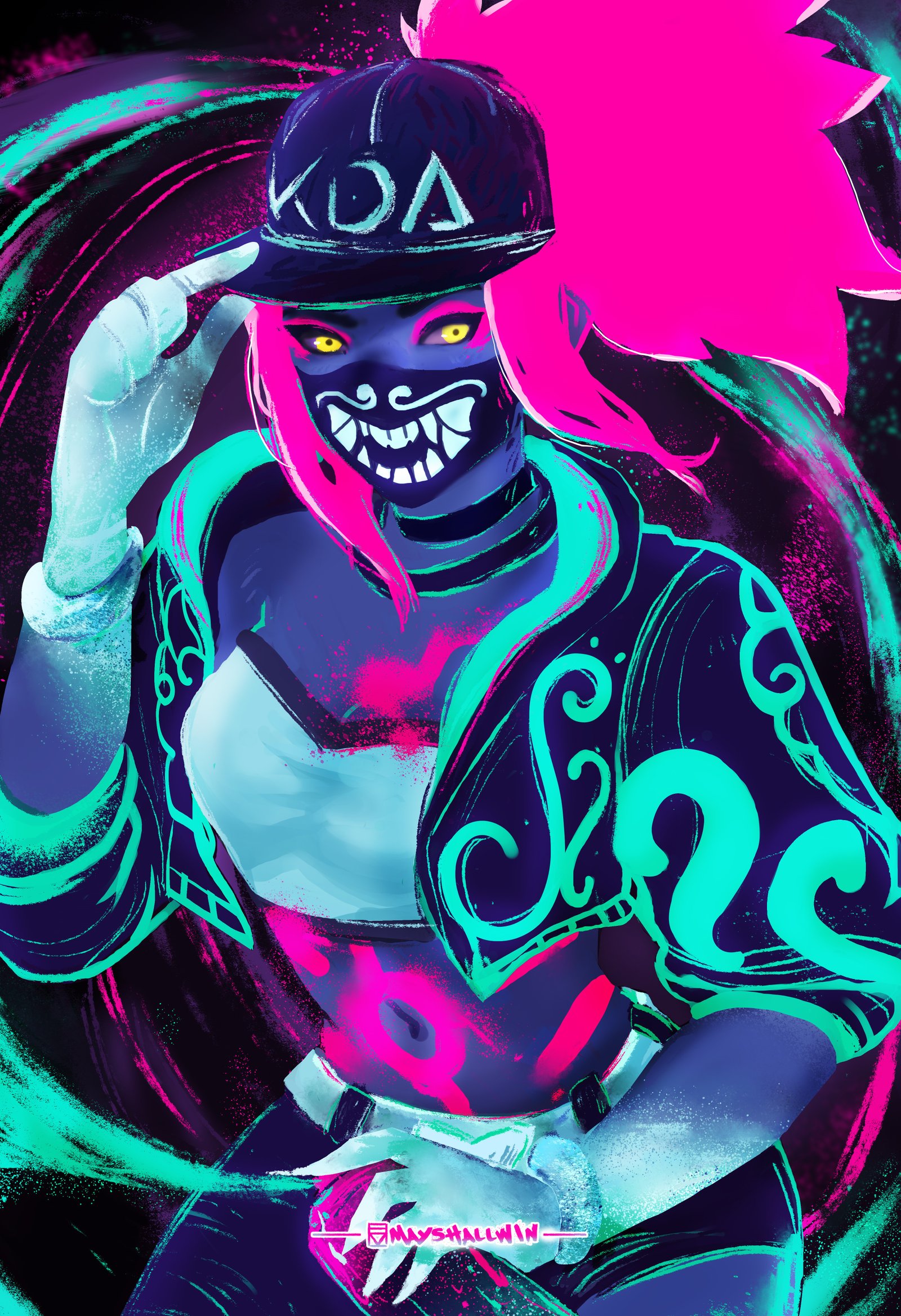 K/DA Akali by mayshallwin HD 4k Wallpaper Background Fan Art Artwork League of Legends lol (2)