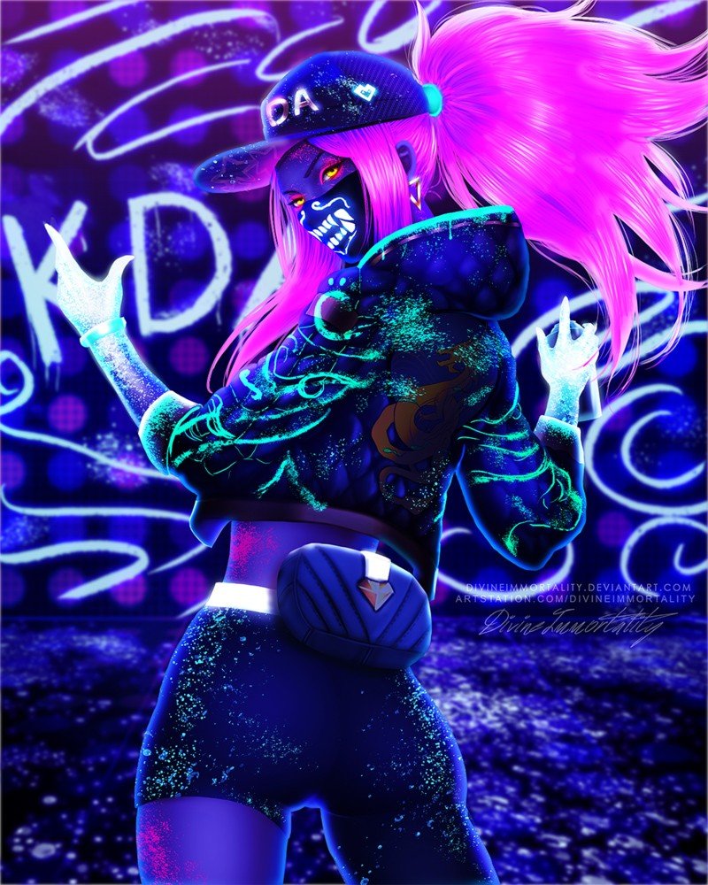 K/DA Akali by DivineImmortality HD Wallpaper Background Fan Art Artwork League of Legends lol