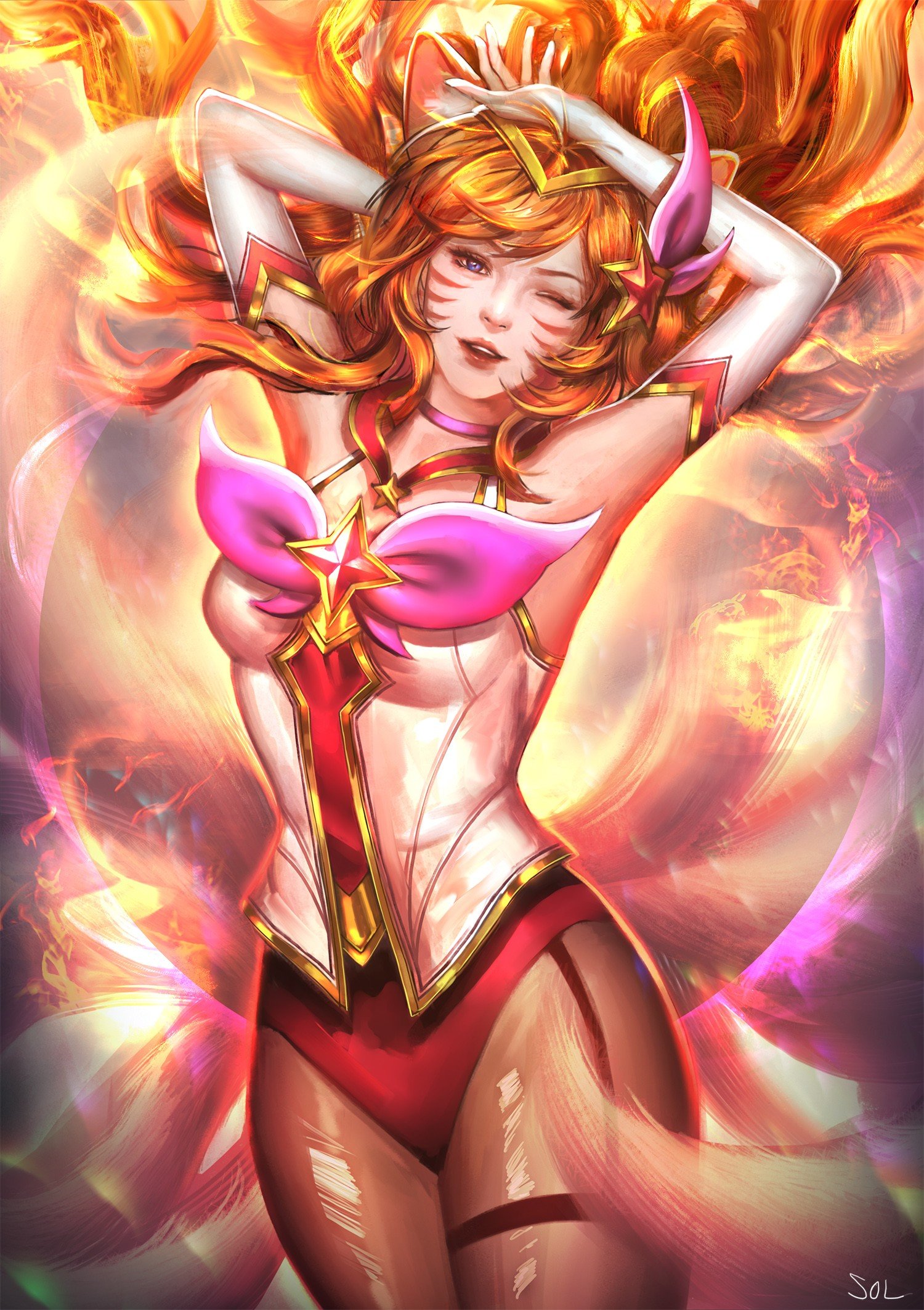 Star Guardian Ahri by 솔라카 HD Wallpaper Background Fan Art Artwork League of Legends lol