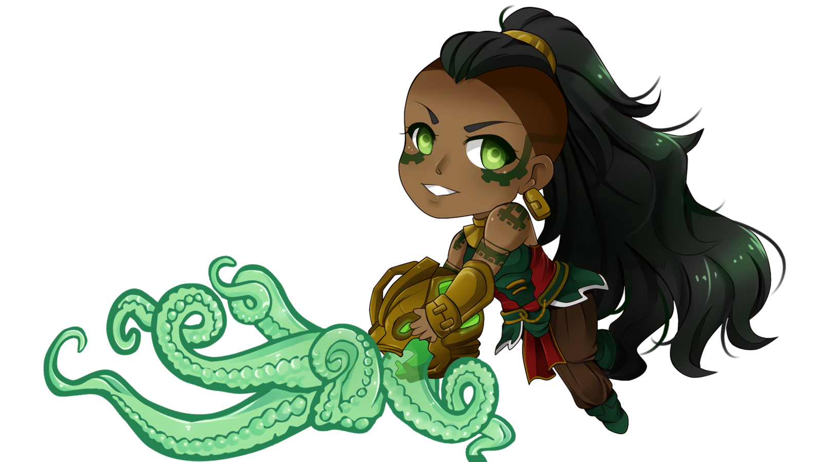 Chibi Illaoi by Kuichuu HD Wallpaper Fan Art Artwork League of Legends lol