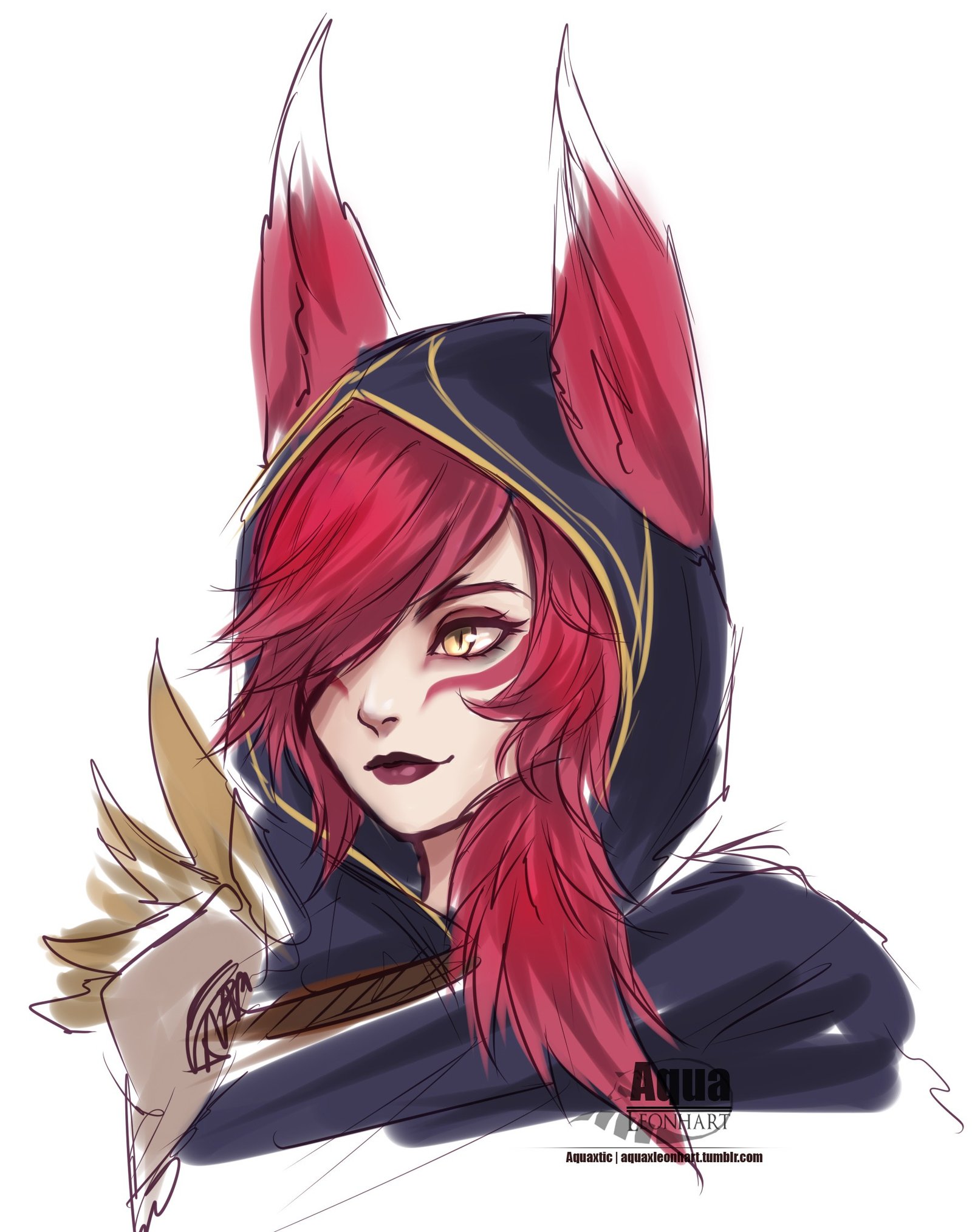 Xayah by AquaLeonhart HD Wallpaper Background Fan Art Artwork League of Legends lol