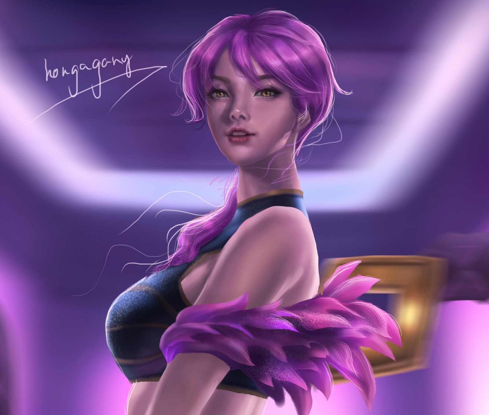 K/DA Evelynn by hongagany HD Wallpaper Background Fan Art Artwork League of Legends lol