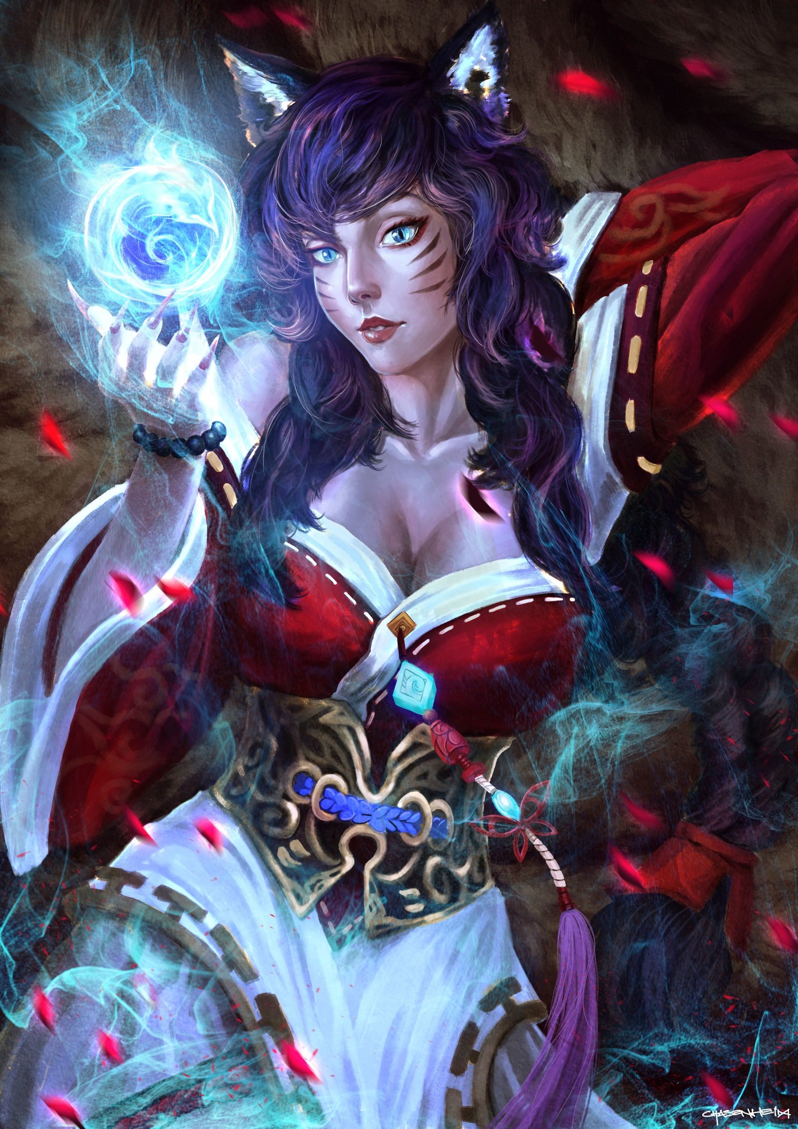 Ahri by azidfaizi11 HD Wallpaper Background Fan Art Artwork League of Legends lol