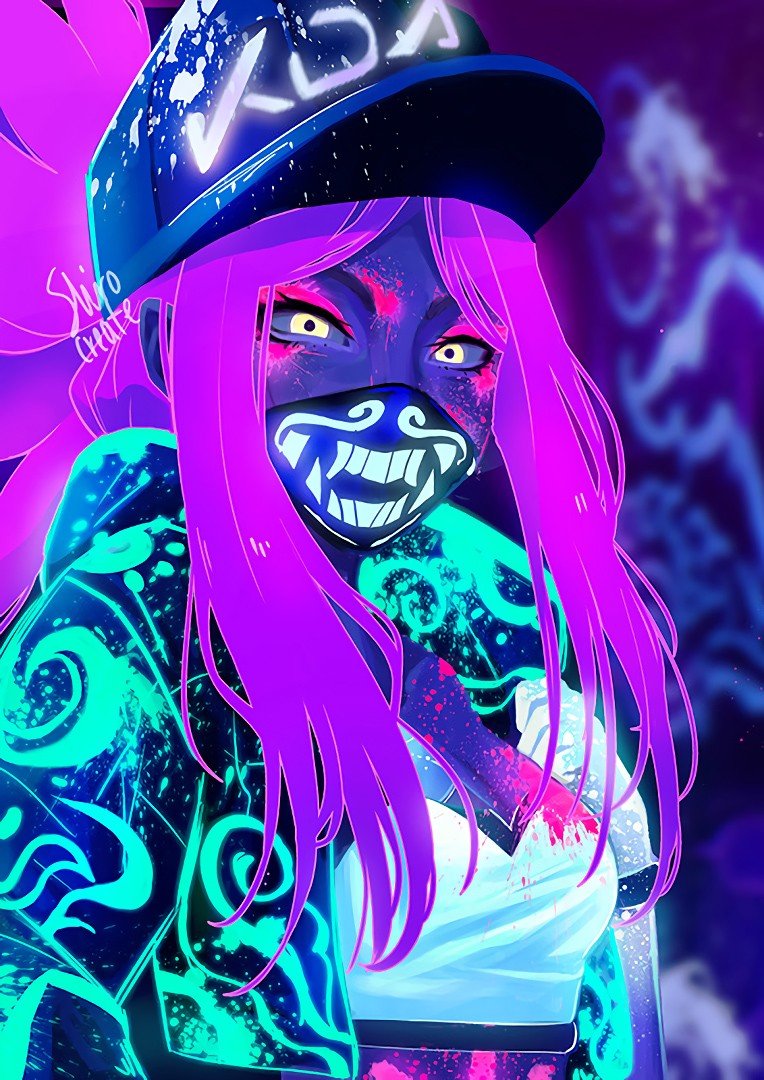 K/DA Akali by Noelia Sevillano HD Wallpaper Background Fan Art Artwork League of Legends lol