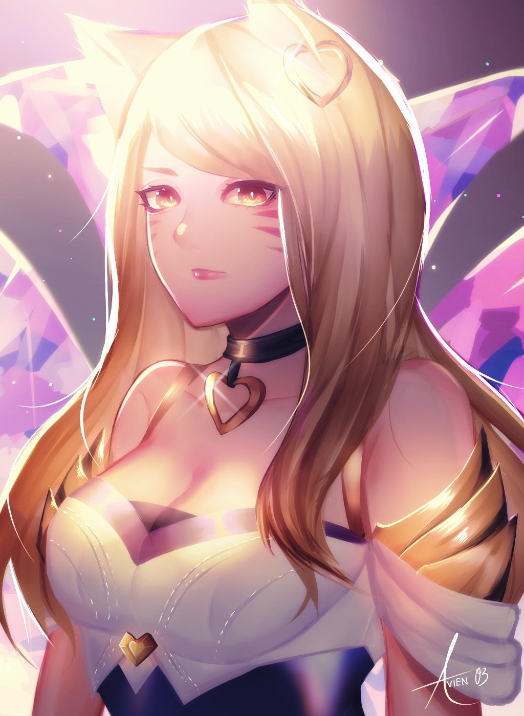 K/DA Ahri by Avien03 HD Wallpaper Background Fan Art Artwork League of Legends lol