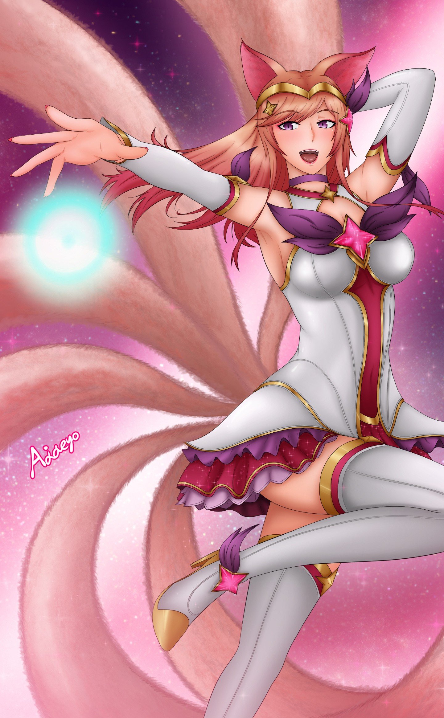 Star Guardian Ahri by 고롱gorong HD Wallpaper Background Fan Art Artwork League of Legends lol