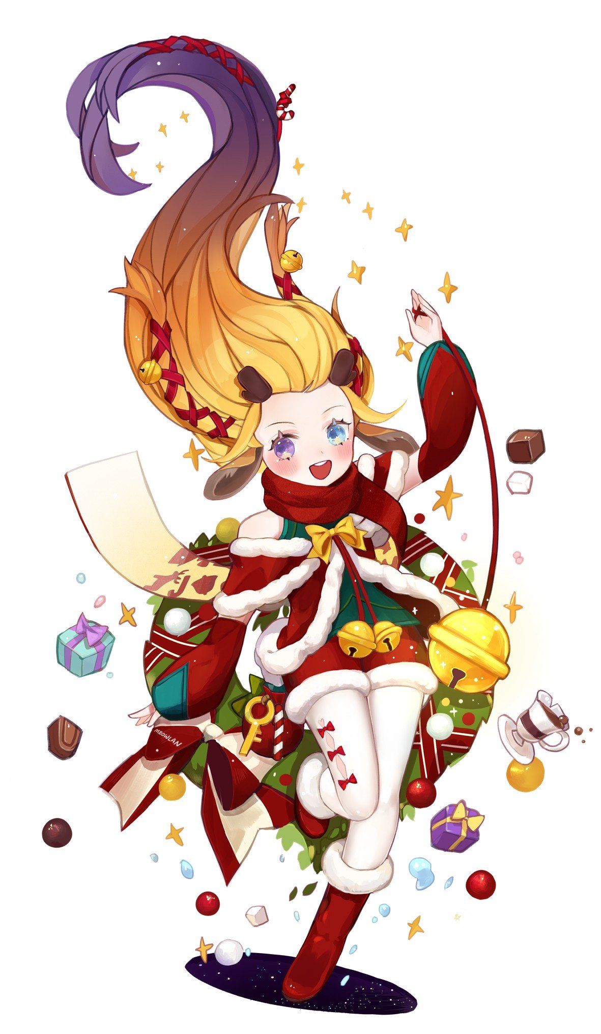 Christmas Zoe by 喵莉安MEOWLIAN HD Wallpaper Background Fan Art Artwork League of Legends lol