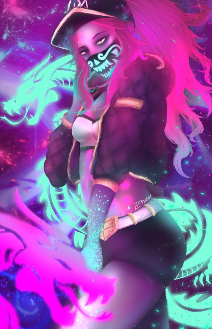 K/DA Akali by Zaphima HD Wallpaper Background Fan Art Artwork League of Legends lol