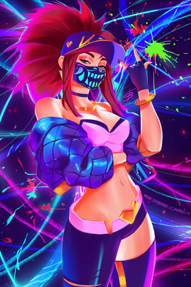 K/DA Akali by Taiss14 HD Wallpaper Background Fan Art Artwork League of Legends lol