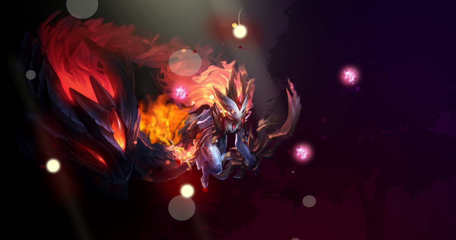 Shadowfire Kindred by Soinnes HD 4k Wallpaper Fan Art Artwork League of Legends lol