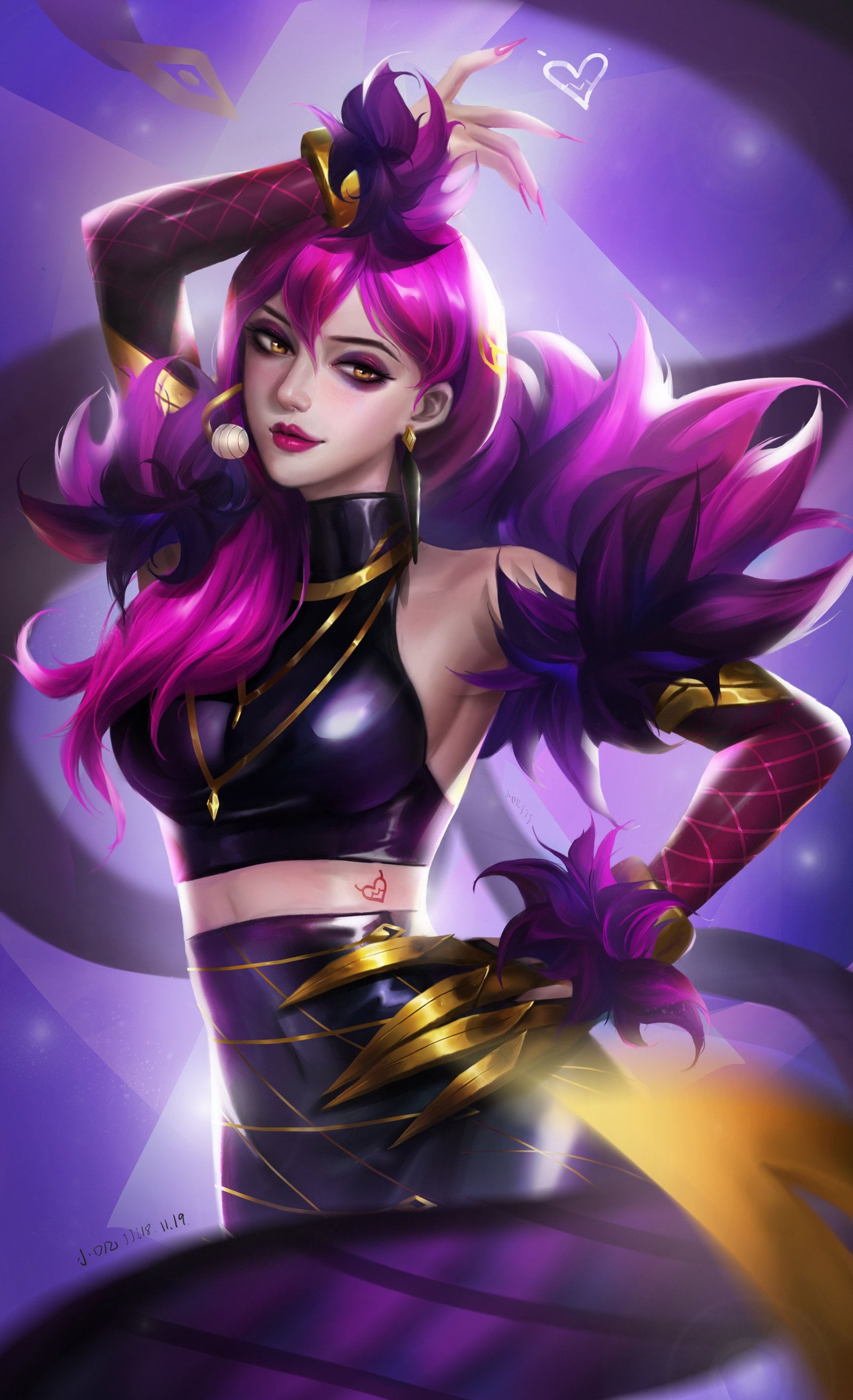 K/DA Evelynn by 小叽JJJ (2) HD Wallpaper Background Fan Art Artwork League of Legends lol