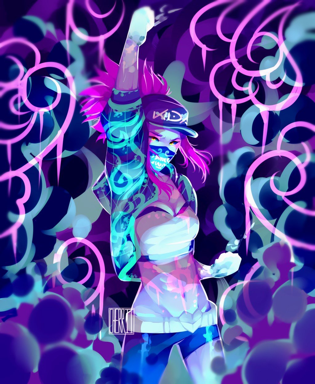 K/DA Akali by cherriielle HD Wallpaper Background Fan Art Artwork League of Legends lol