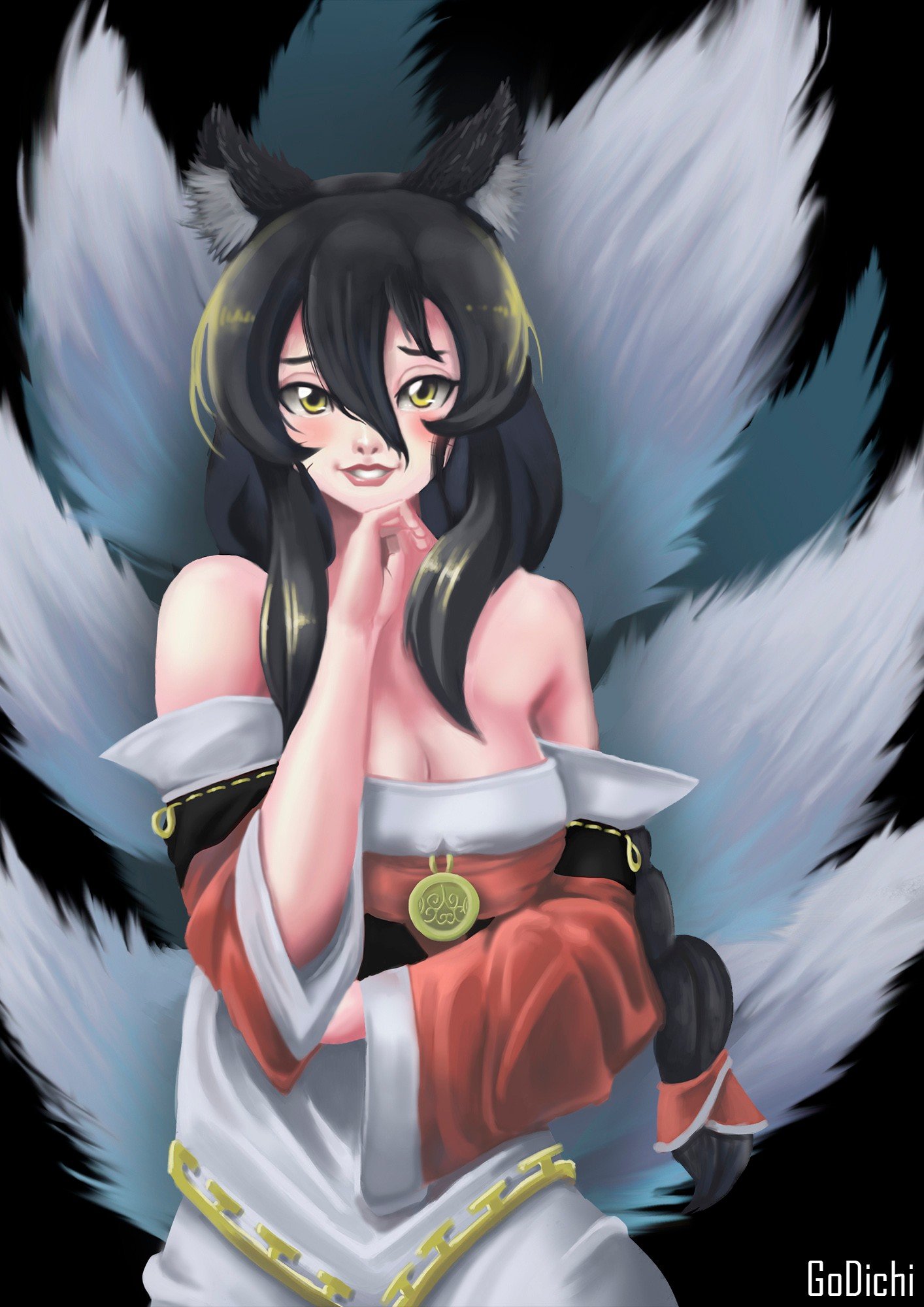 Ahri by GoDichi HD Wallpaper Background Fan Art Artwork League of Legends lol