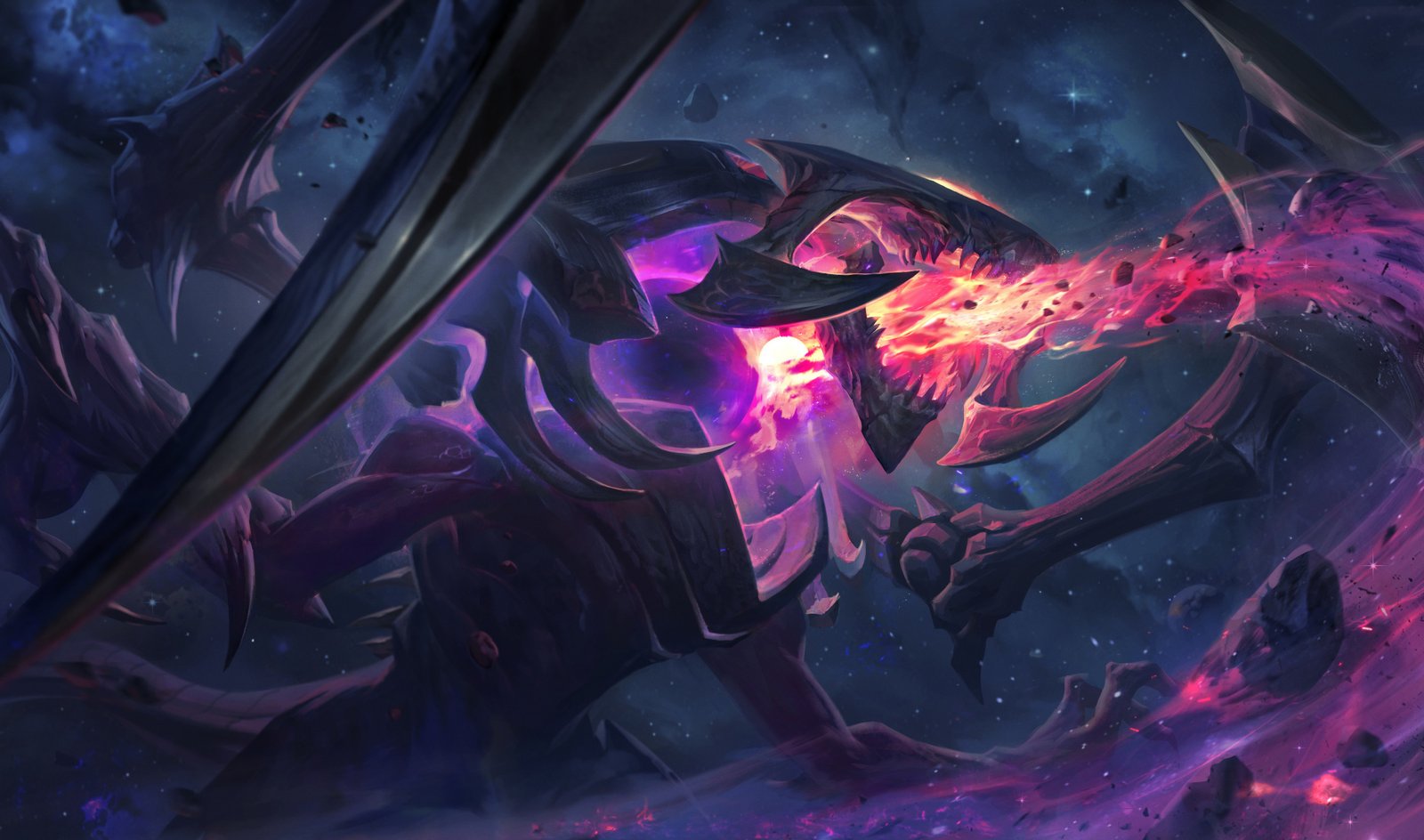 Dark Star Cho'Gath Splash Art HD 4k Wallpaper Background Official Art Artwork League of Legends lol