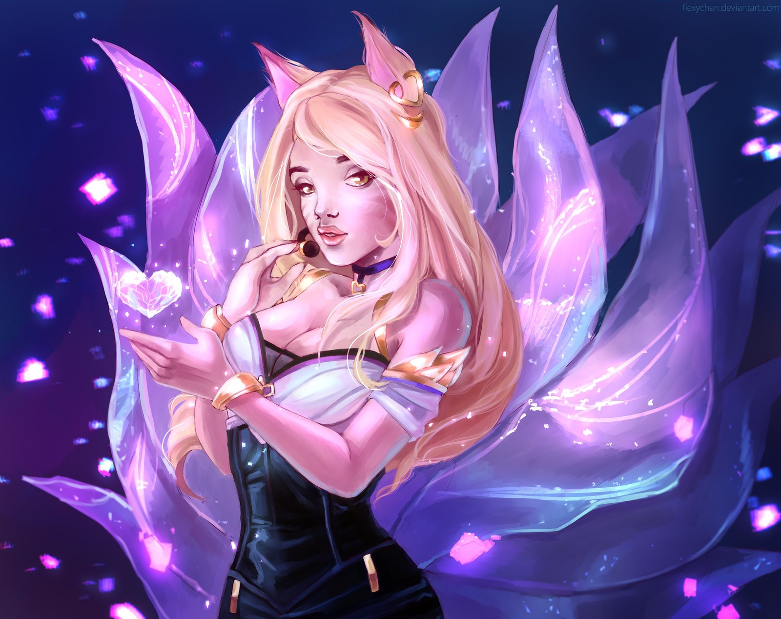 K/DA Ahri by FlexyChan HD Wallpaper Background Fan Art Artwork League of Legends lol