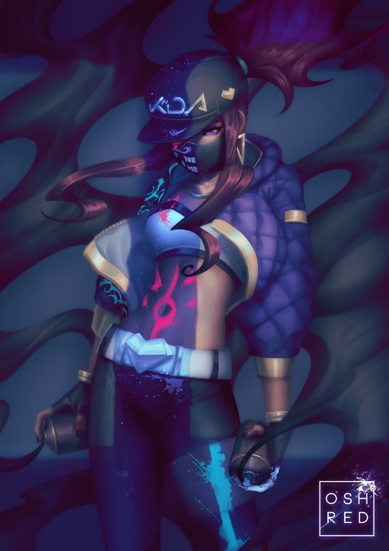 K/DA Akali by oshRED HD Wallpaper Background Fan Art Artwork League of Legends lol