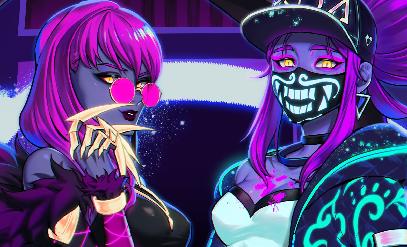 K/DA Akali & Evelynn by 杏豆 HD Wallpaper Background Fan Art Artwork League of Legends lol
