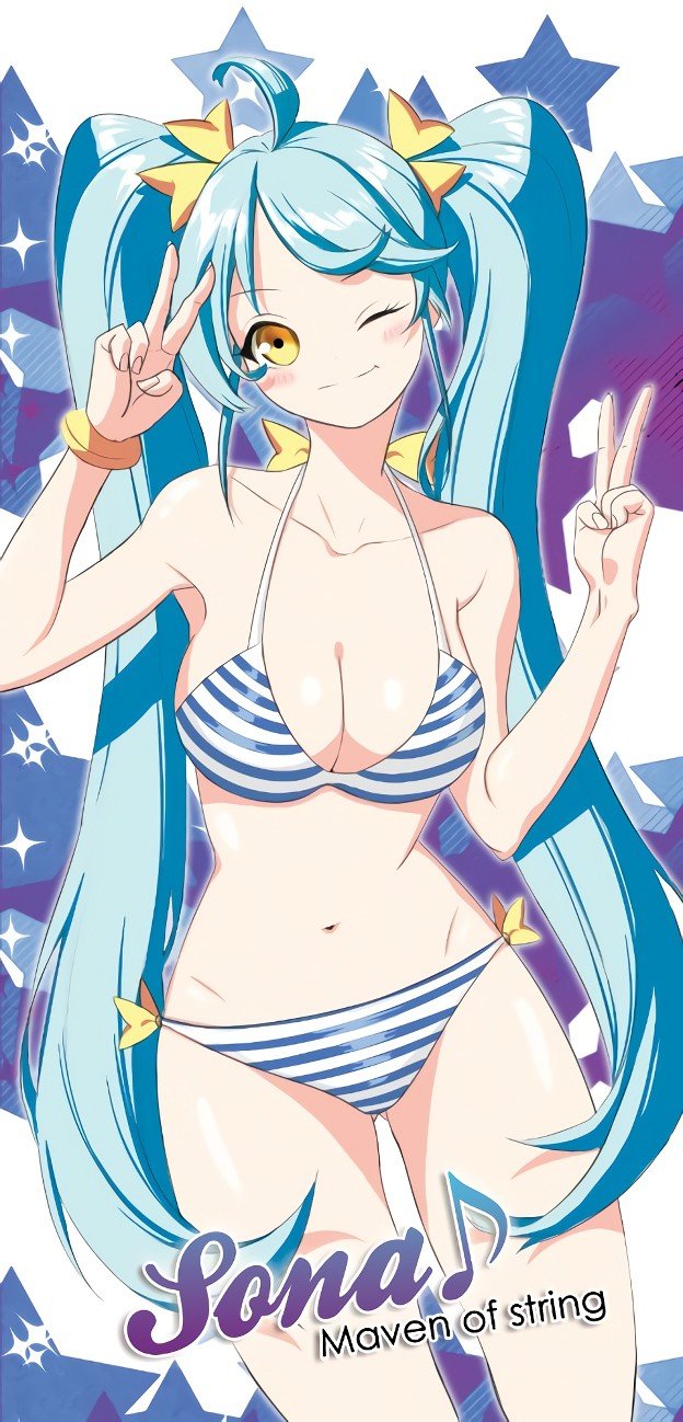 Pool Party Sona by RAMUNE HD Wallpaper Fan Art Artwork League of Legends lol