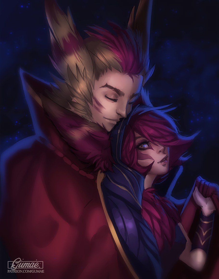 Xayah & Rakan by gumae HD Wallpaper Fan Art Artwork League of Legends lol