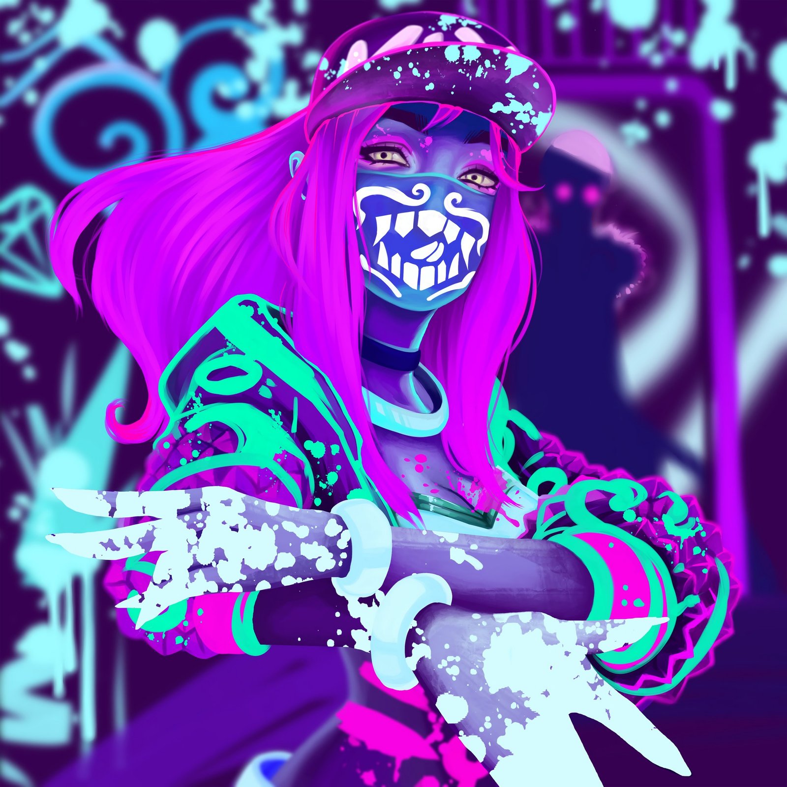 K/DA Akali by Ksenia Yusupova HD Wallpaper Background Fan Art Artwork League of Legends lol