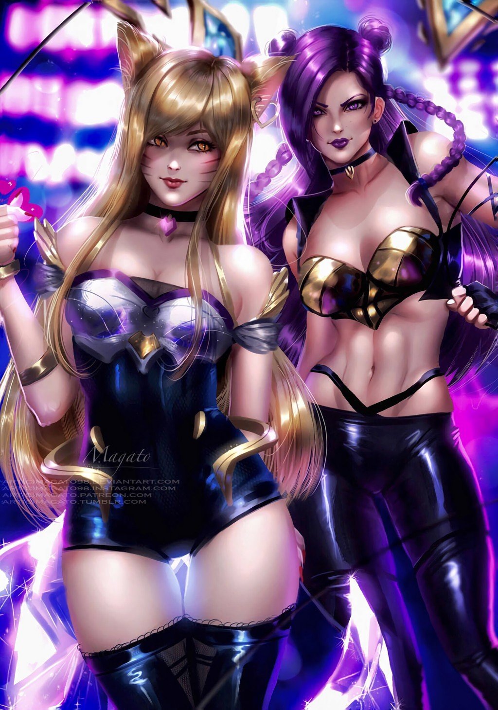 K/DA Kai'Sa & Ahri by magato98 HD Wallpaper Background Fan Art Artwork League of Legends lol