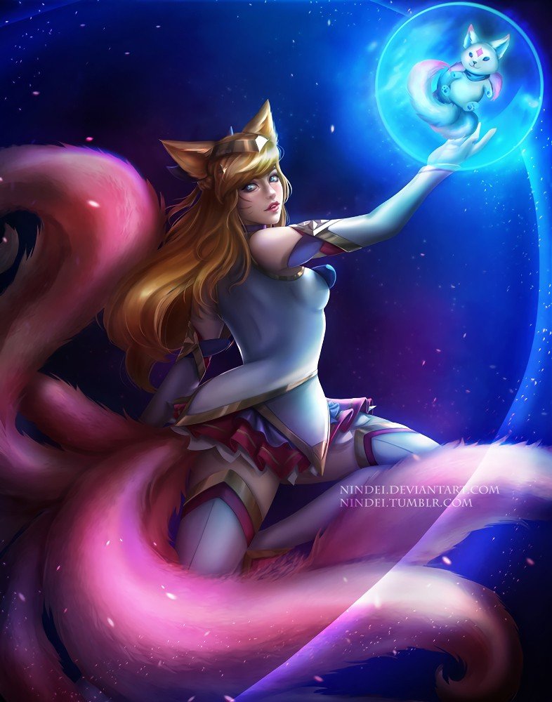 Star Guardian Ahri by Nindei HD Wallpaper Background Fan Art Artwork League of Legends lol