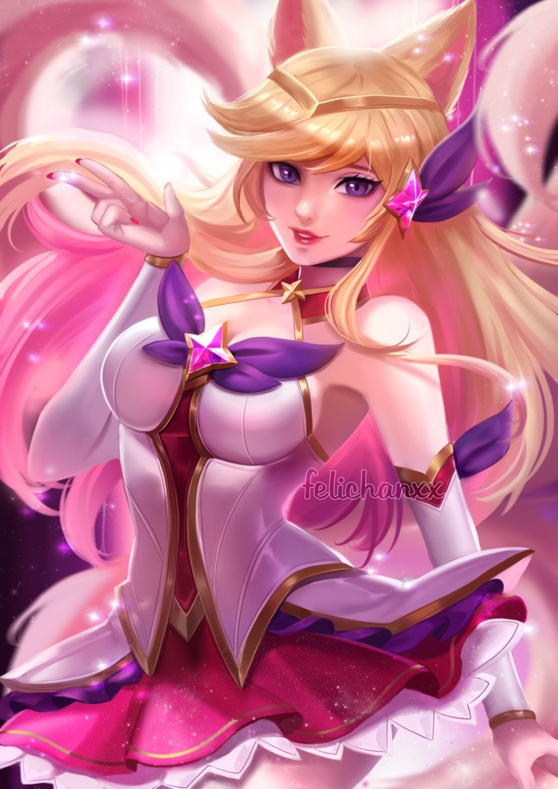 Star Guardian Ahri by felichanxx HD Wallpaper Background Fan Art Artwork League of Legends lol