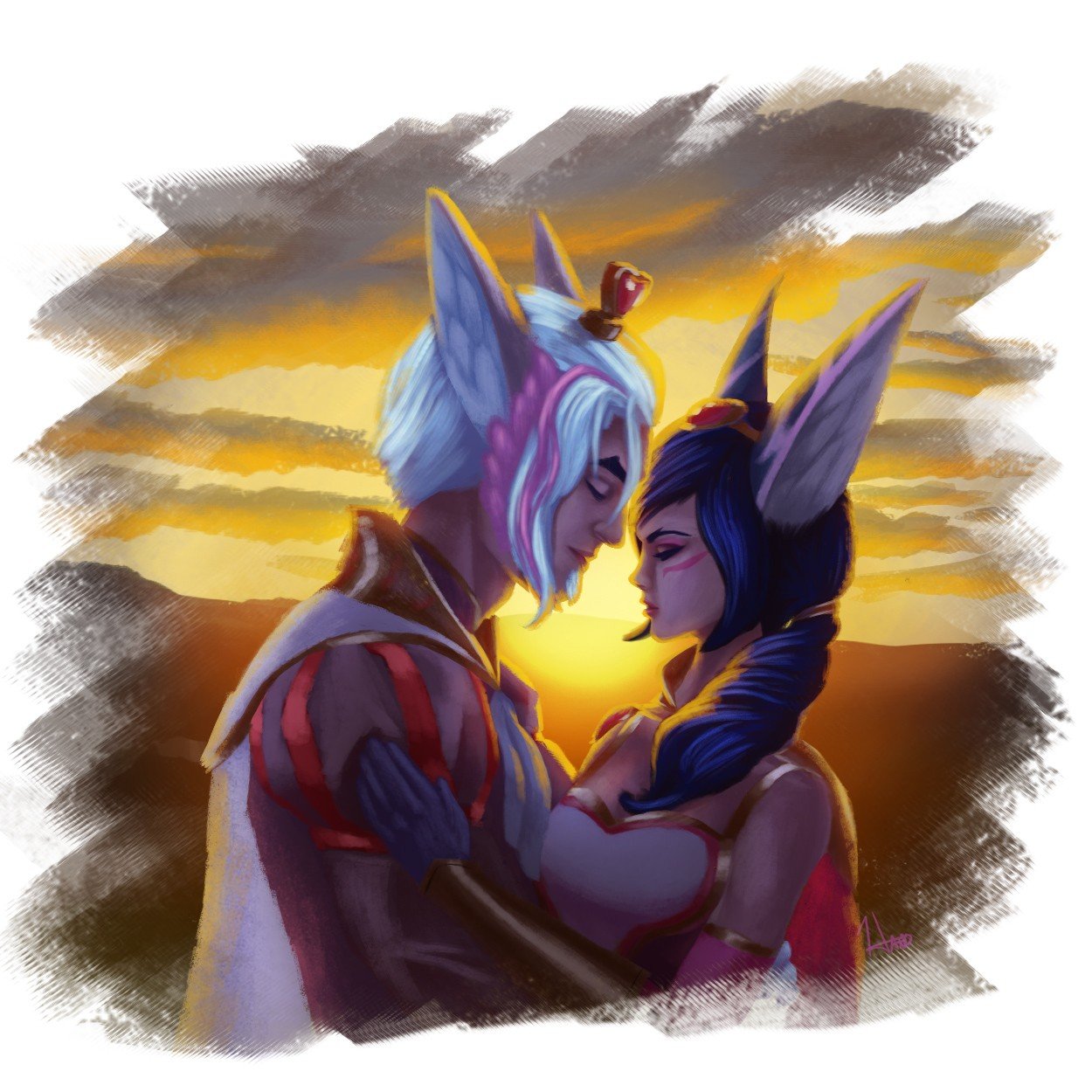 Sweetheart Xayah & Rakan by HanoOide HD Wallpaper Background Fan Art Artwork League of Legends lol