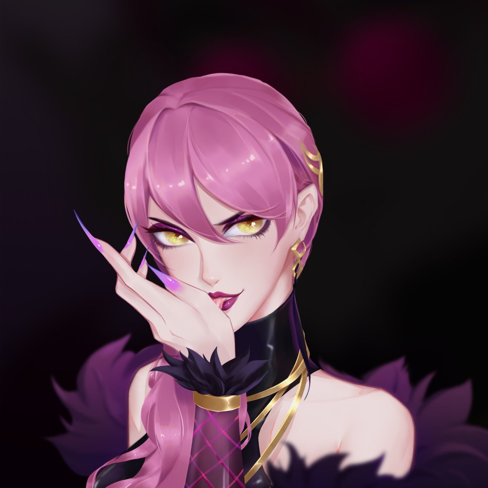 K/DA Evelynn by 山中无事不酿酒 HD Wallpaper Background Fan Art Artwork League of Legends lol