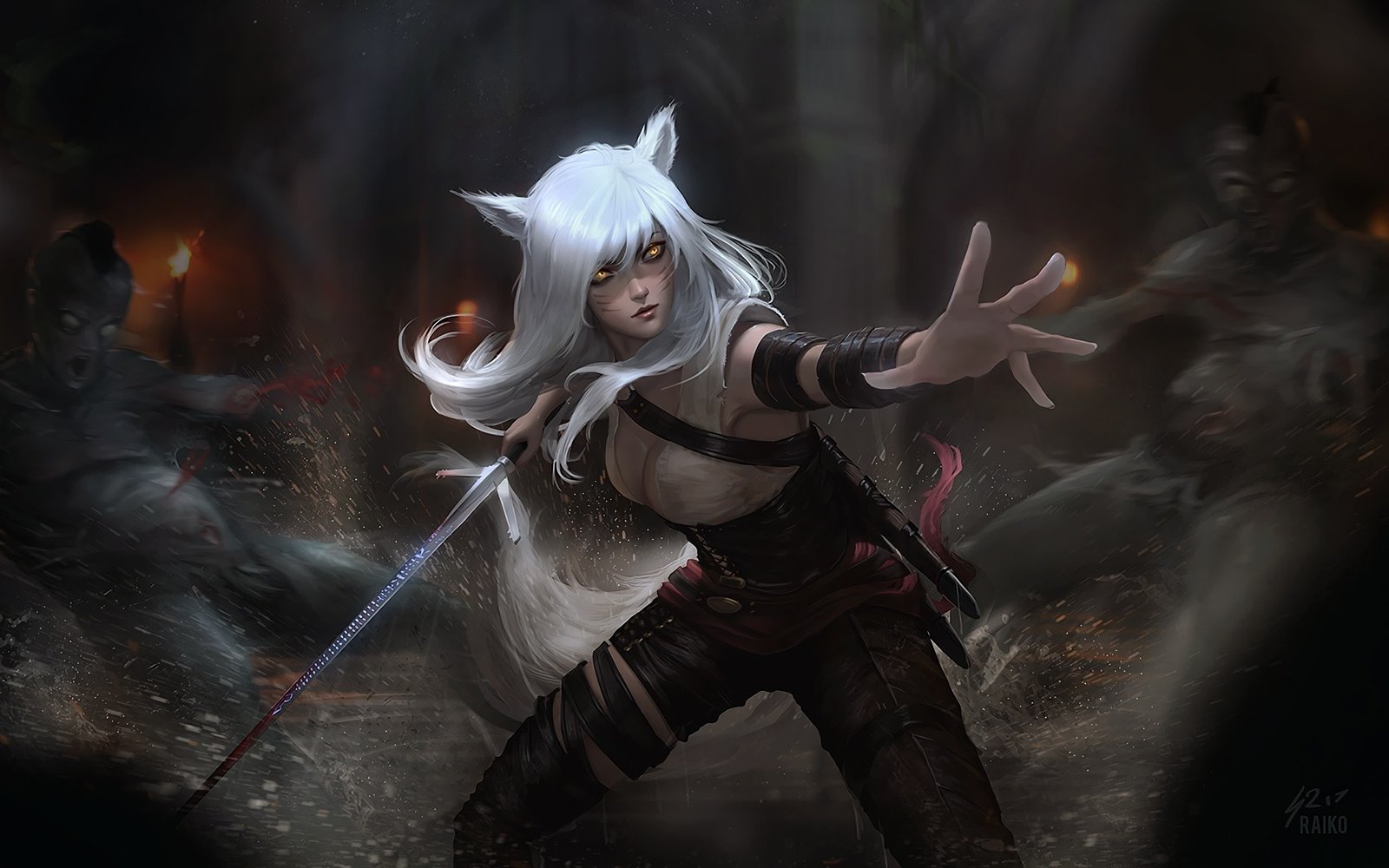 Witcher Ahri by raikoart HD Wallpaper Background Fan Art Artwork League of Legends lol