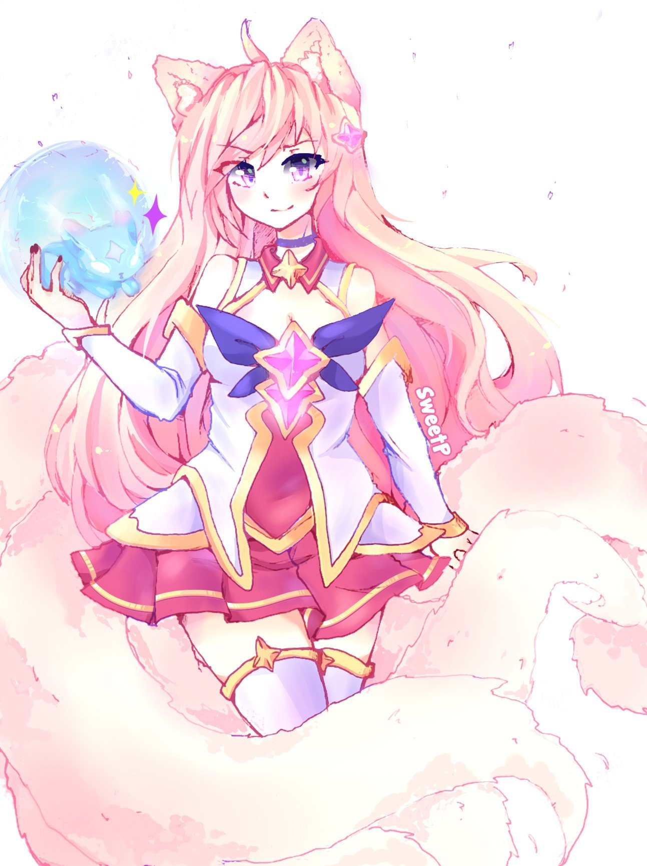 Star Guardian Ahri by A-O-SweetP HD Wallpaper Background Fan Art Artwork League of Legends lol